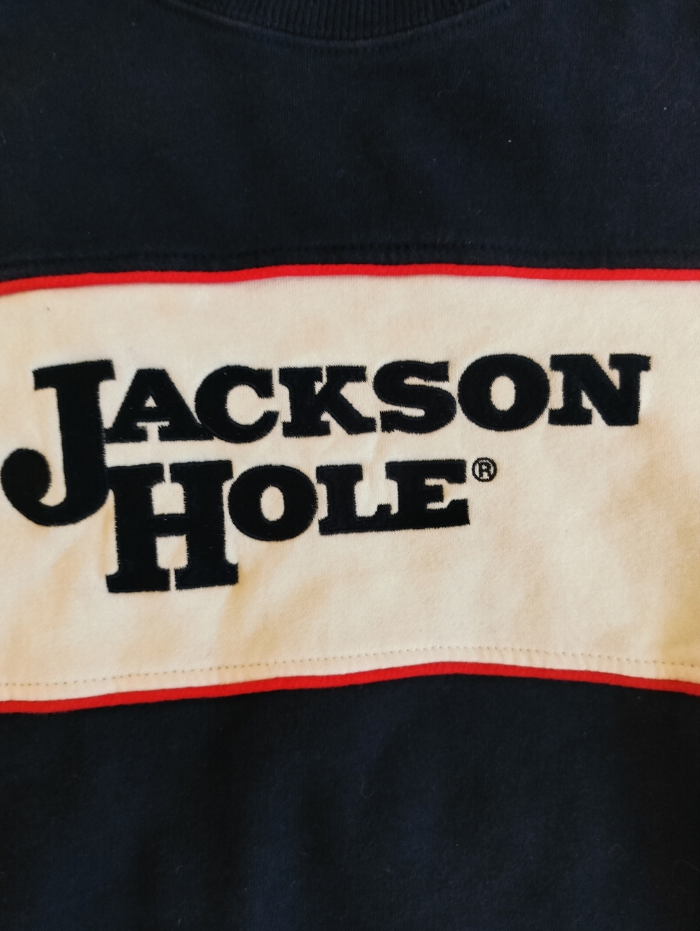 Rare Jackson Hole Navy, Cream Embroidered Nostalgia Crewneck Sweatshirt - XS - Picture 3 of 7